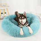 Plush Donut Dog Bed – Large Round Fluffy Kennel for Winter Pet Comfort