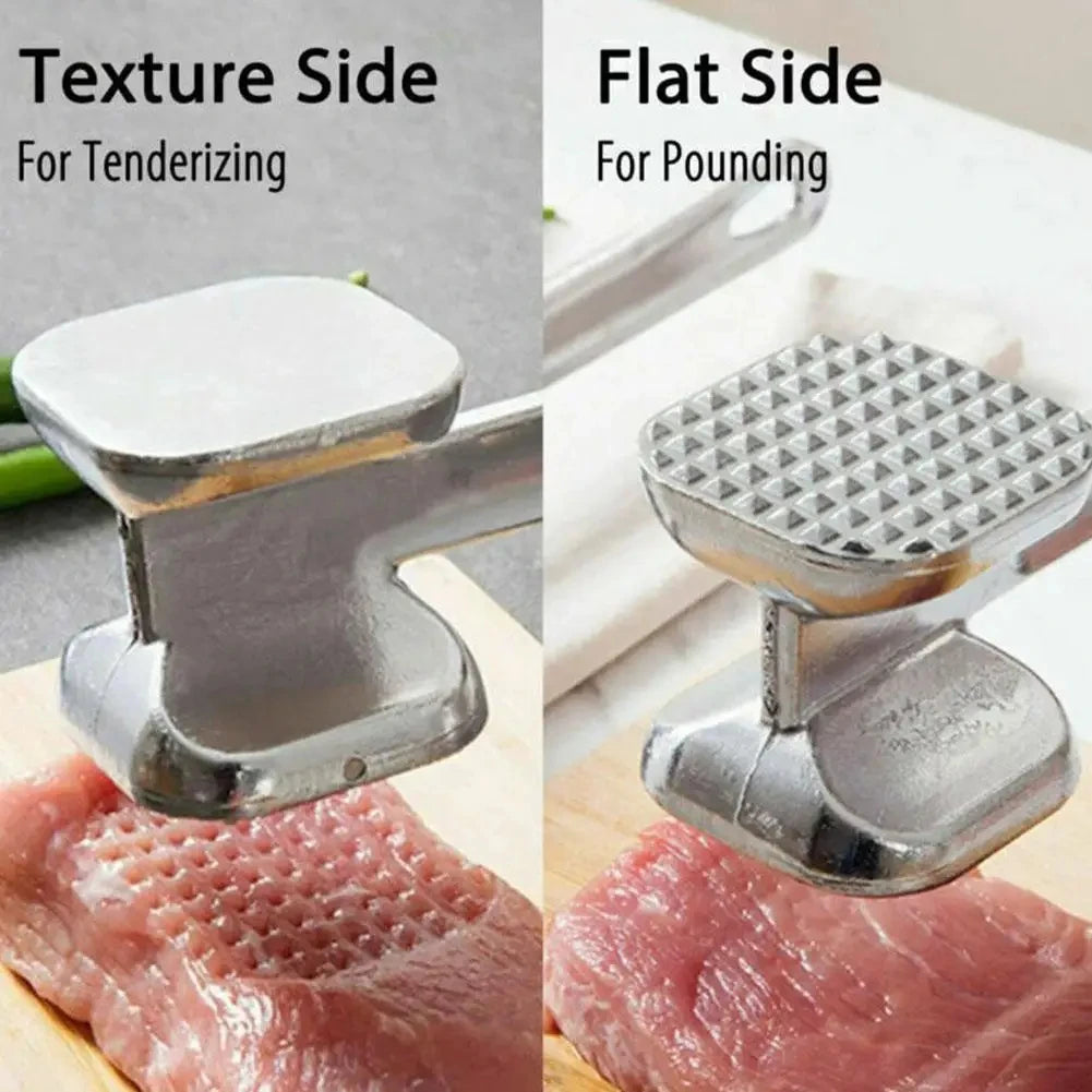 Stainless Steel Meat Tenderizer – Double-Sided Heavy Duty Hammer for Kitchen