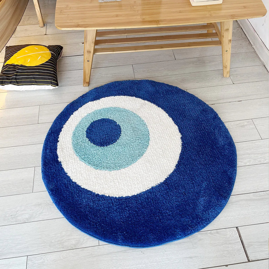 Handmade Evil Eye Rug – Plush Tufted Minimalist Carpet for Home Decor