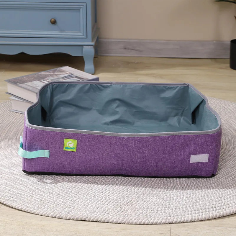 Foldable Cat Litter Box – Waterproof Oxford Cloth for Travel and Home