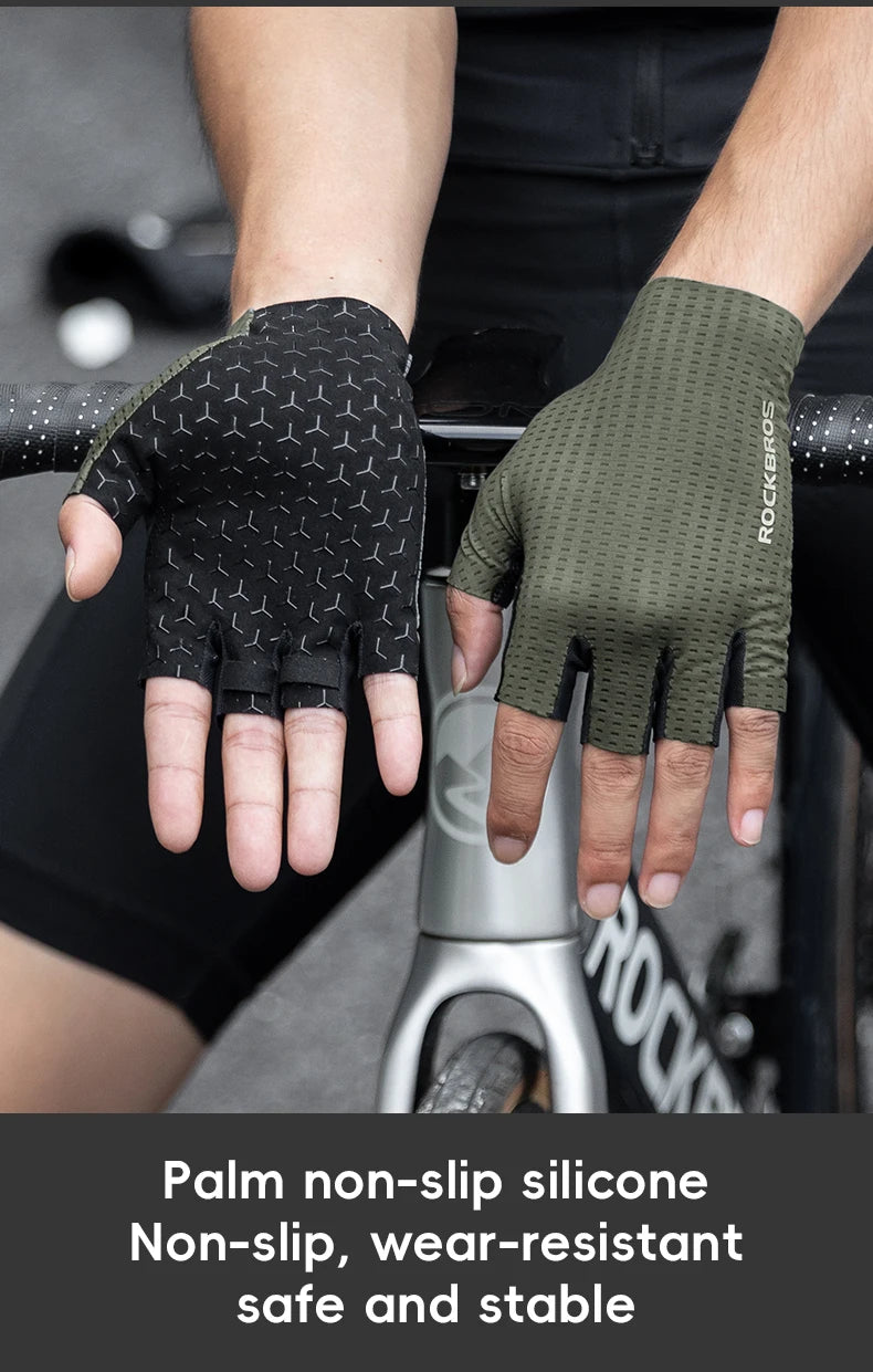 ROCKBROS Half Finger Cycling Gloves – Shock-Absorbing MTB Gear for Summer