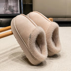 Fluffy Fur-Lined Slippers – Anti-Slip Thick Sole Winter Shoes for Indoor Home Use