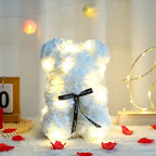 Artificial Rose Teddy Bear – 25cm Flower Gift for Valentines Anniversary