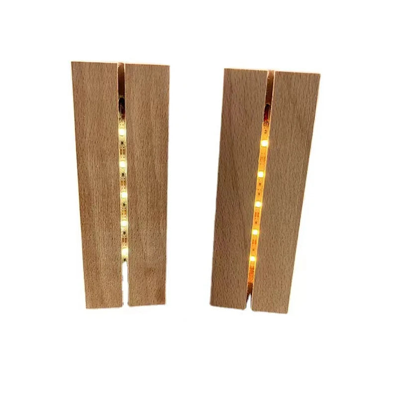 Wooden LED Display Stand – 5mm Warm Light Base for Acrylic Signage
