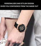 Mens Rose Gold Silicone Sports Watch – 46mm Hollow Dial for Daily Fashion
