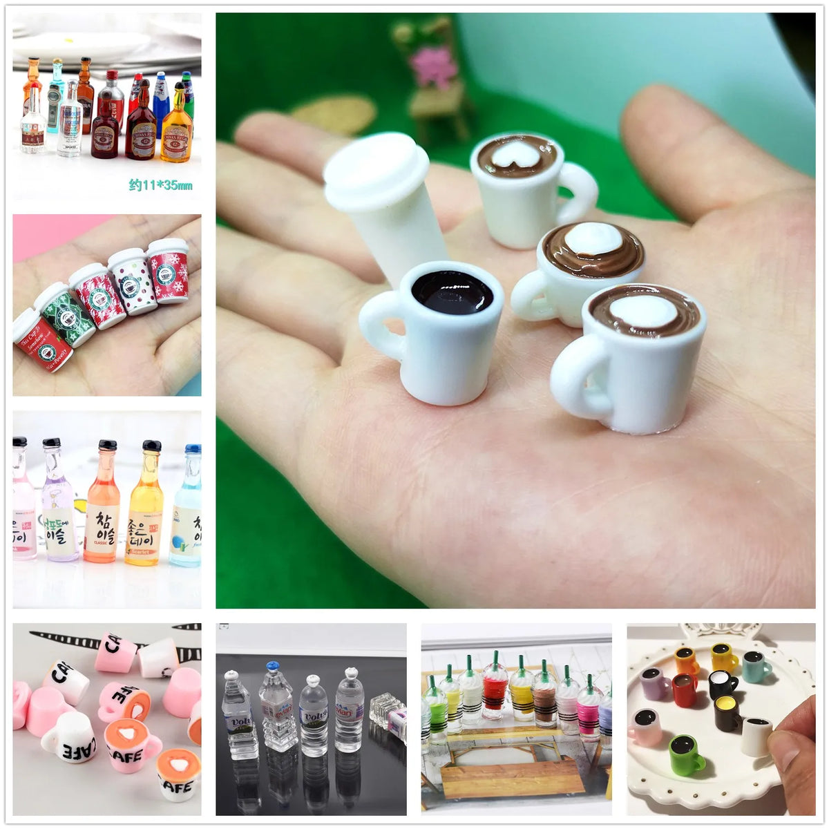Miniature Resin Coffee Cups – Kawaii DIY Craft Decor for Phone Case Art