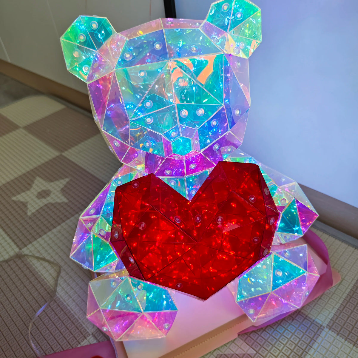 LED Teddy Bear Night Light – 30cm Colorful Plush Gift for Bedroom Decor