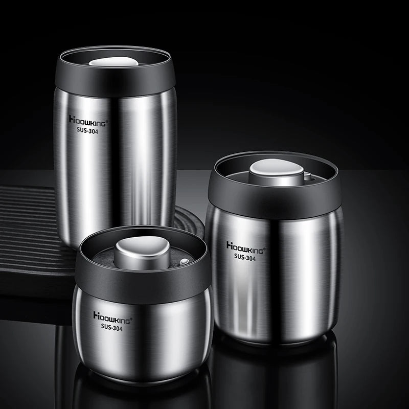 Stainless Steel Coffee Canister – Airtight Vacuum Seal for Fresh Food Storage