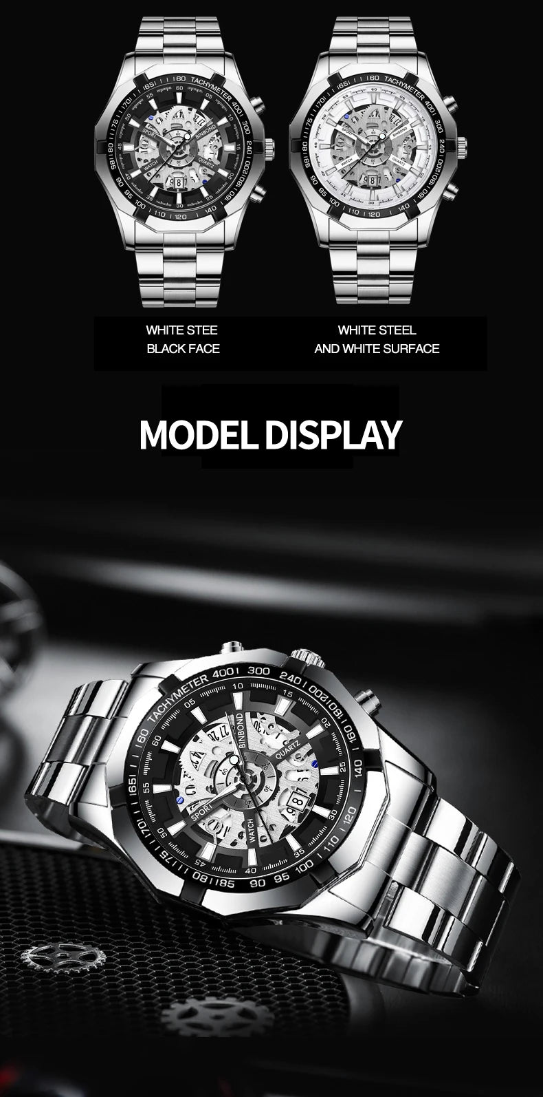 Stainless Steel Quartz Watch – Waterproof Luminous Calendar for Business Men