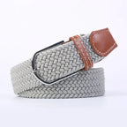 Woven Elastic Canvas Belt – Stretch Braided Buckle Strap for Casual Jeans