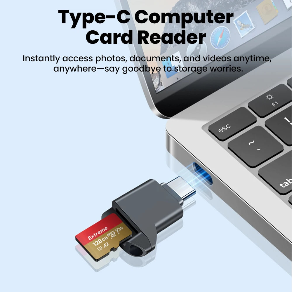 USB-C TF Card Reader – Compact External Storage for Smartphones