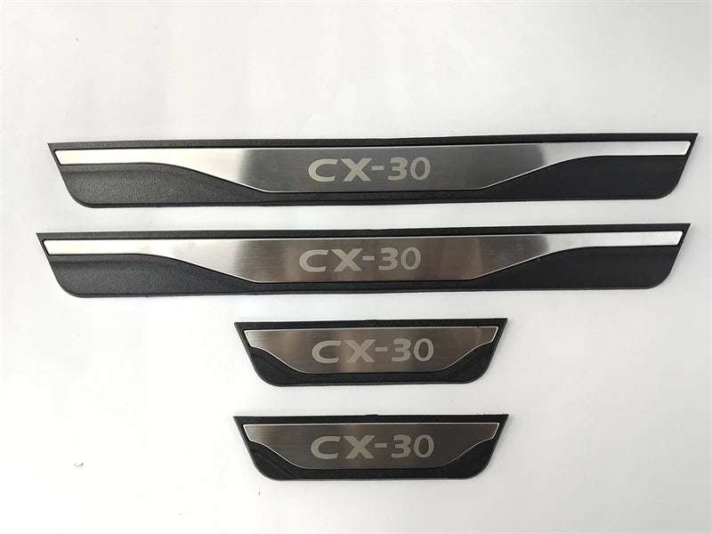 Stainless Steel Door Sill Guards – Interior Protective Scuff Plates for Mazda CX-30