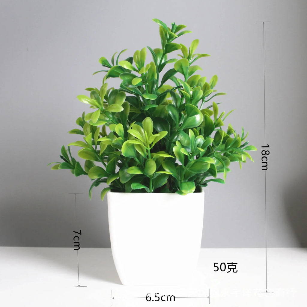 Artificial Potted Bonsai Tree – Realistic Green Plant for Home Office Decor