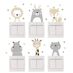 Cartoon Animal Switch Stickers – Cute Boho Wall Decals for Kids Nursery