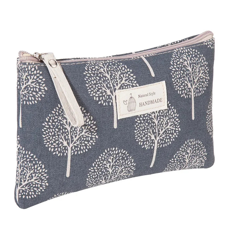 Small Canvas Makeup Bag – Portable Cosmetic Organizer for Travel Toiletry