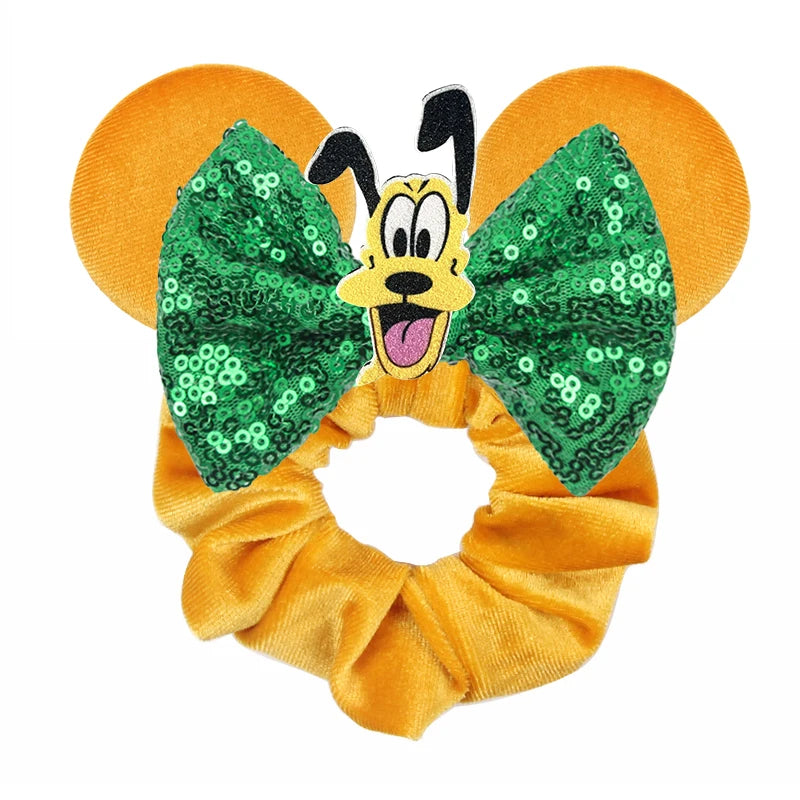 Velvet Sequin Mouse Ear Scrunchies – Elastic Hair Accessories for Kids Party