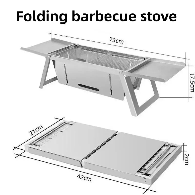 Portable Charcoal Barbecue Grill – Folding Stainless Steel Stove for Outdoor BBQ