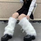 Faux Fur Leg Warmers – Lolita Harajuku Style Boot Covers for Winter Cosplay