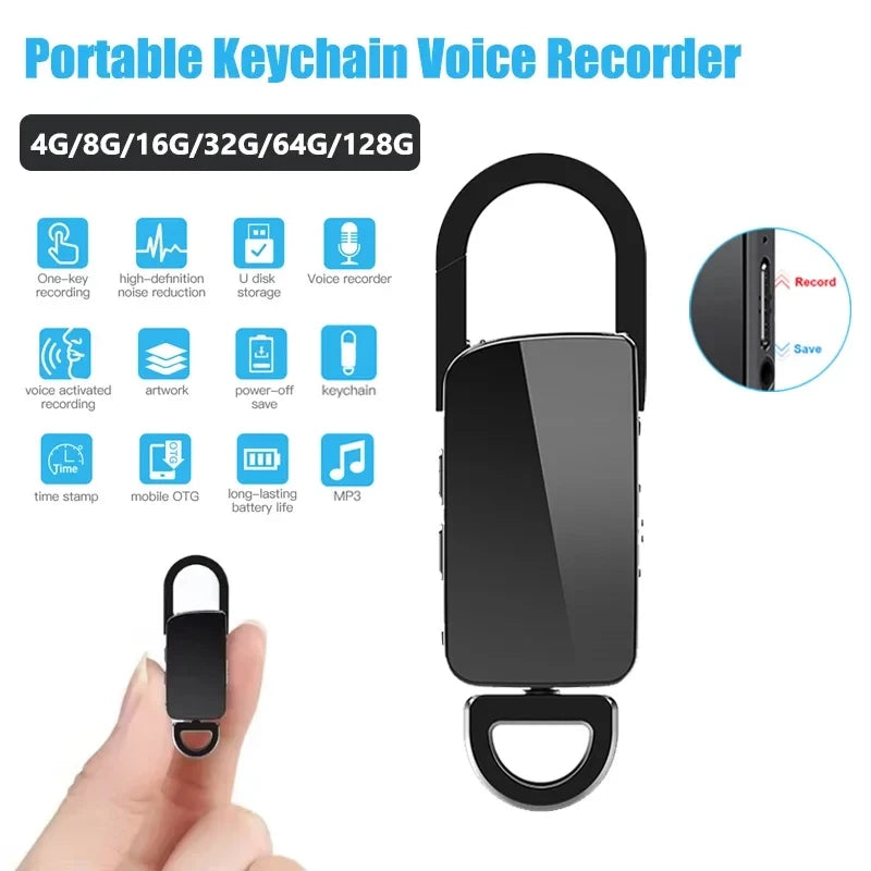 Mini Keychain Voice Recorder – Portable Digital Dictaphone for Meetings and Lectures