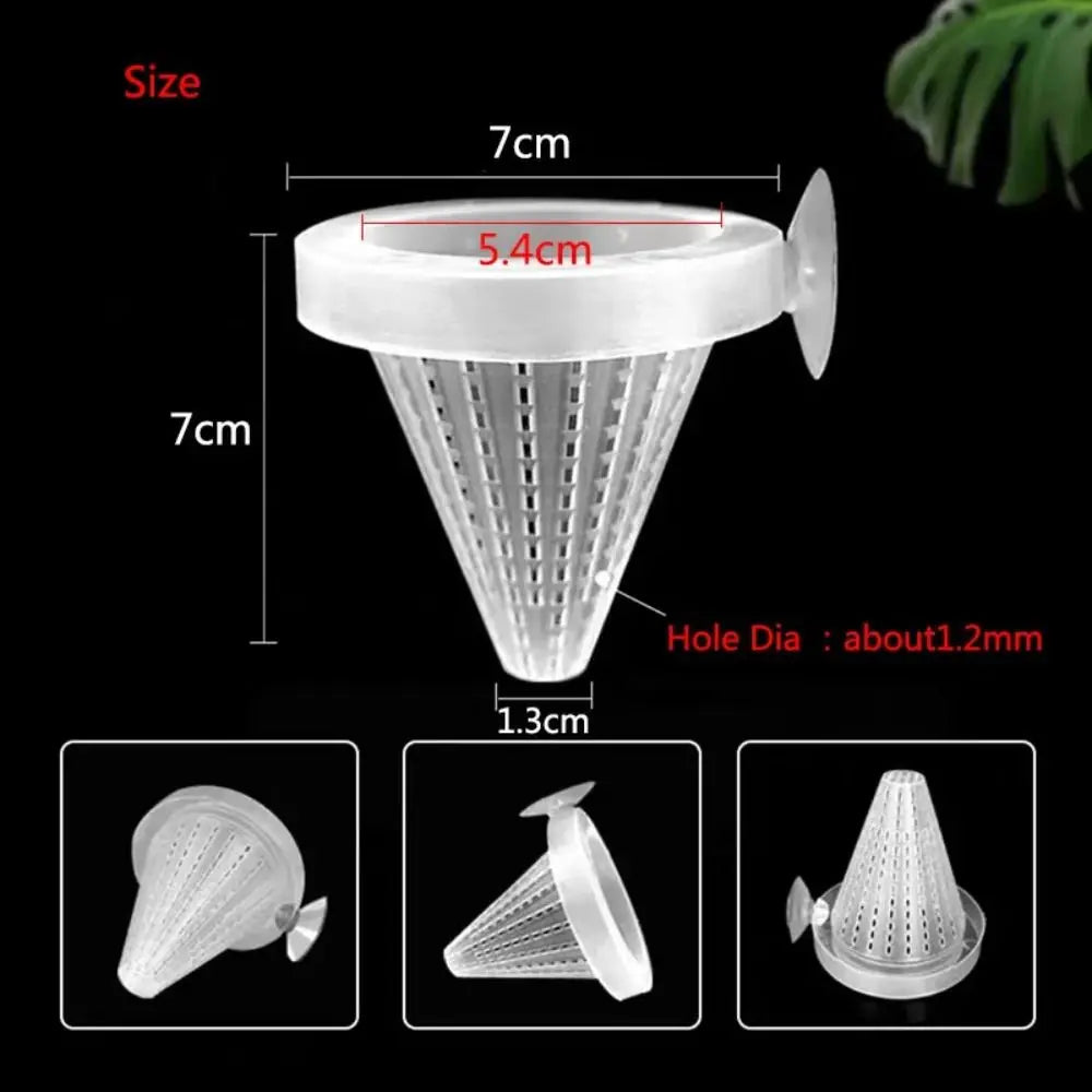 Plastic Worm Feeder Cone – Suction Cup Live Food Basket for Aquarium Fish Tanks