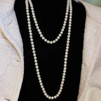 Long Simulated Pearl Necklace – Handmade Beaded Sweater Chain for Fashion