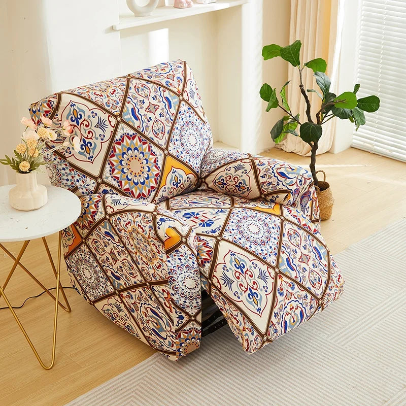 Printed Elastic Recliner Cover – Stretch Slipcover for Living Room Furniture