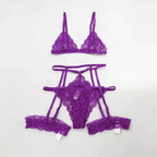Transparent Lace Lingerie Set – Sexy 3 Piece Sleepwear for Women