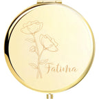 Custom Engraved Floral Hand Mirror – Personalized Wedding Guest Gift