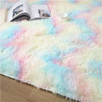 Plush Gray Area Rug – Fluffy Anti-Slip Velvet Carpet for Living Room Decor