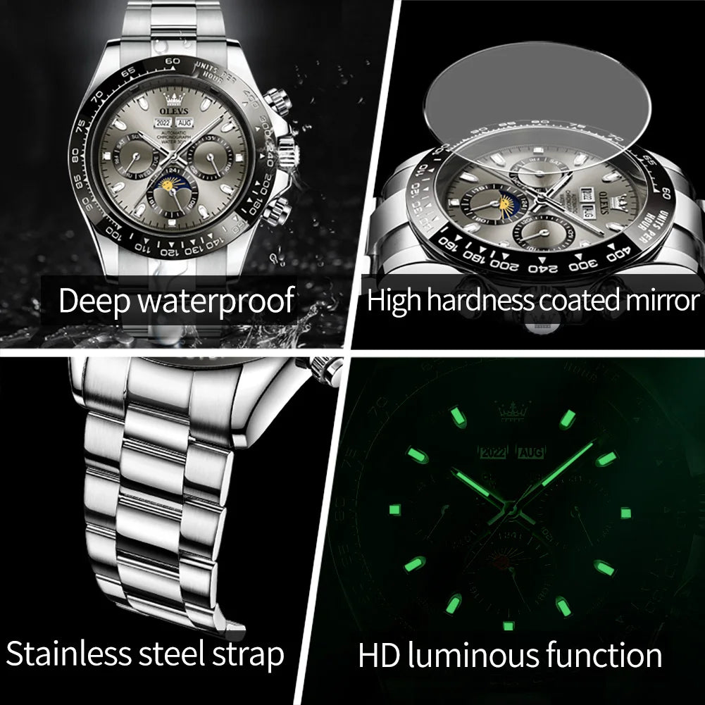 OLEVS Automatic Mechanical Watch – Luxury Chronograph for Business and Sports