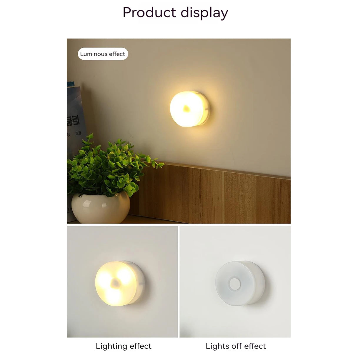 3 Color LED Night Light – Battery Powered Mini Lamp for Bedroom and Wardrobe