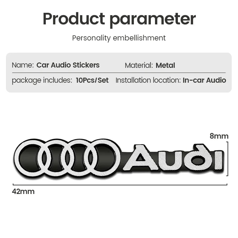 3D Aluminum Car Badge Emblems – Interior Audio Decoration for Audi Models