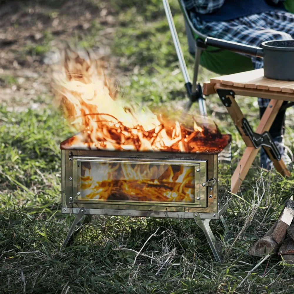 Portable Wood Burning Camping Stove – Foldable Secondary Combustion Chimney