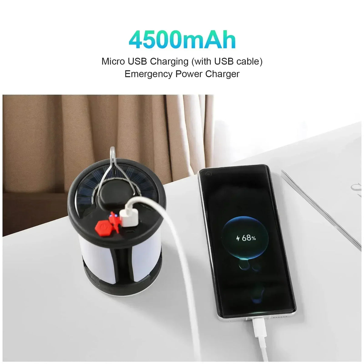 Rechargeable Solar LED Lantern – 1000LM Power Bank for Camping and Fishing