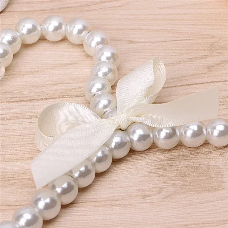 Pearl Beaded Bow Clothes Hangers – Decorative Kids Dress Storage Organizer