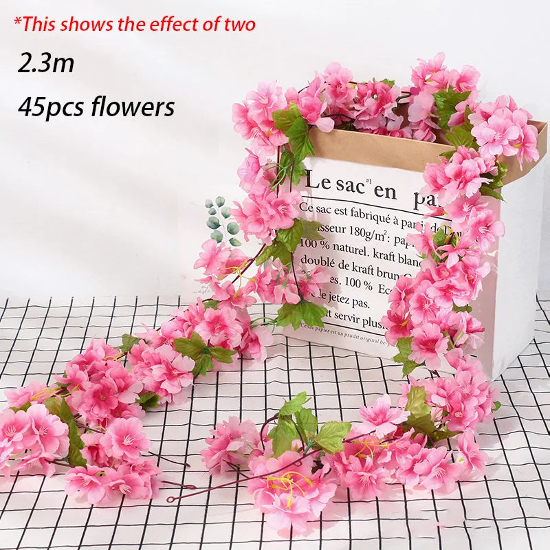 1.8m Silk Cherry Blossom Garland – Artificial Floral Vine for Wedding Decor