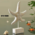 Wooden Marine Ornament Set – Nautical Starfish Decor for Coastal Home Living