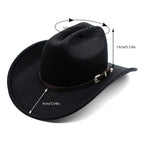 Vintage Wide Brim Cowboy Hat – Leather Western Style for Men and Women