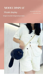 Plush Cat Shoulder Bag – Cute Winter Messenger Purse for Women