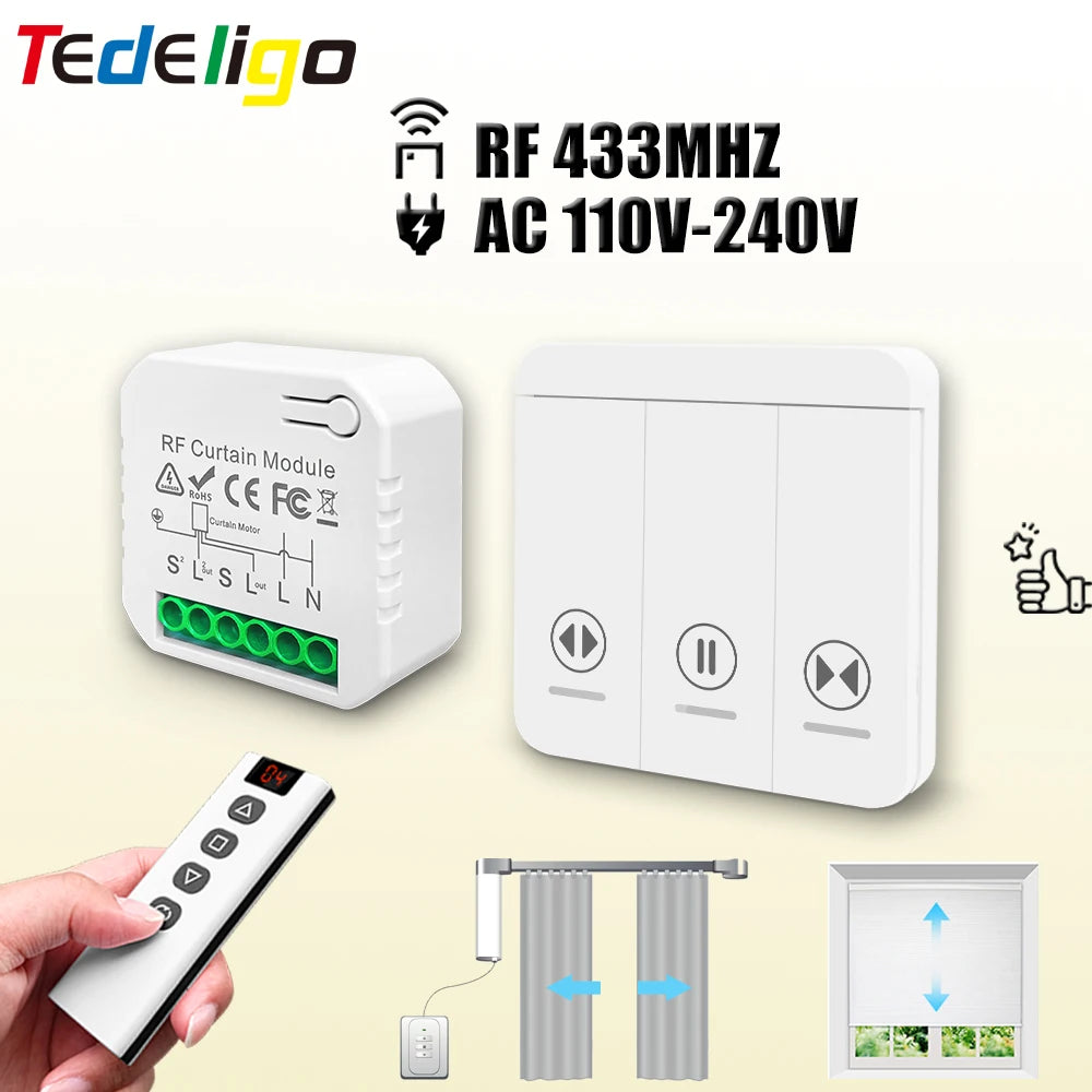 RF Curtain Switch Module – Wireless Remote Control for Motorized Roller Blinds