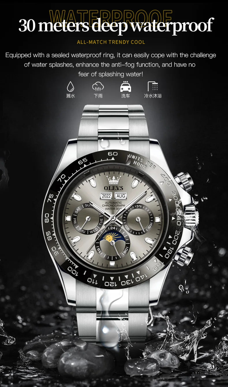 OLEVS Automatic Mechanical Watch – Luxury Chronograph for Business and Sports