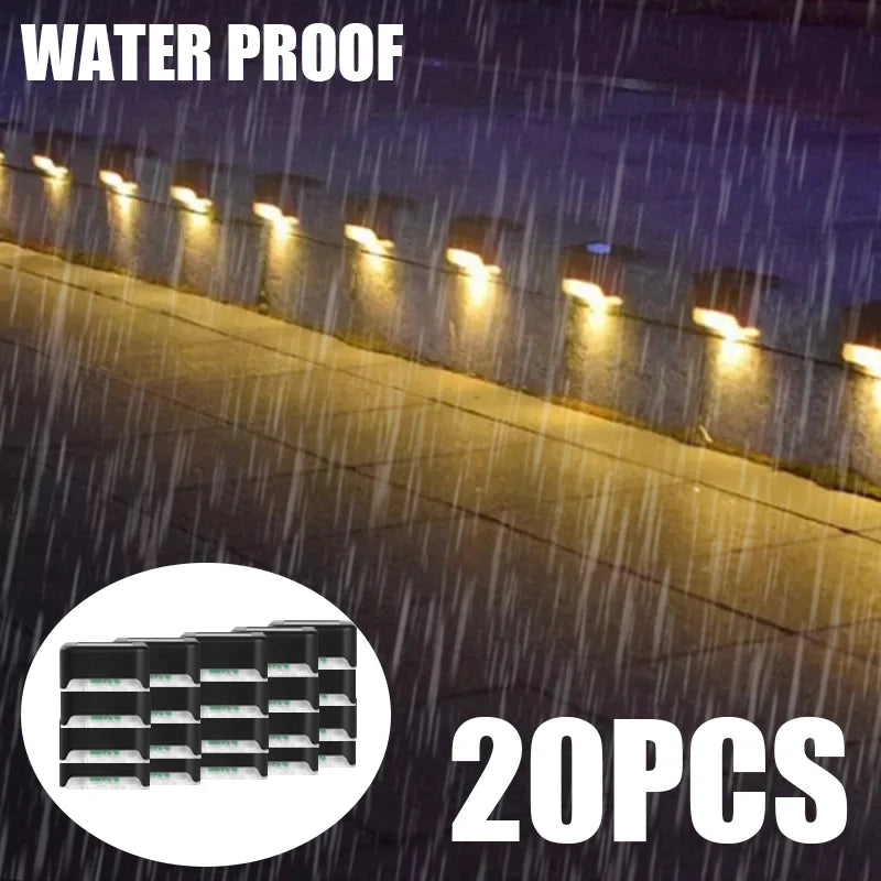 Warm White Solar LED Step Light – Waterproof Outdoor Lamp for Garden Patio