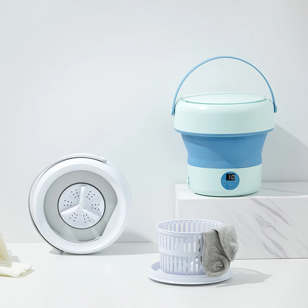 Portable Folding Washing Machine – Ultrasonic Mini Washer for Travel and Home
