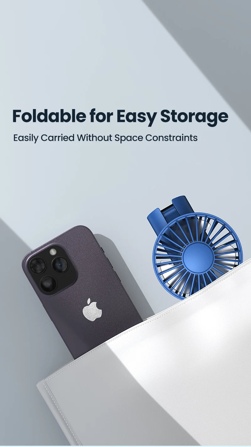 Portable Handheld USB Fan – 5000mAh Rechargeable Desk Fan for Outdoor Travel