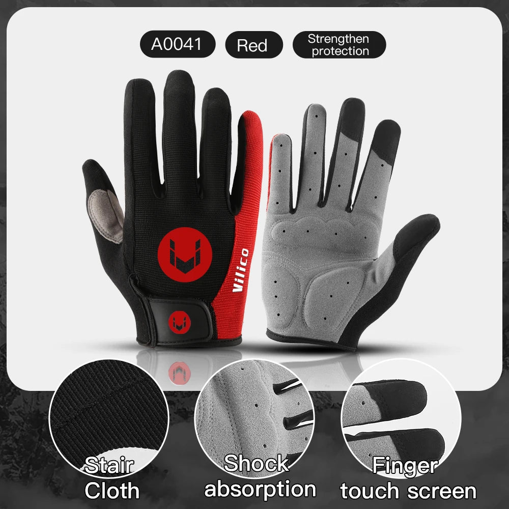Anti-Slip Full Finger Cycling Gloves – Breathable MTB Gear for Men and Women