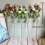 Silk Rose Branch – 5 Head Artificial Floral Stem for Wedding Home Decor