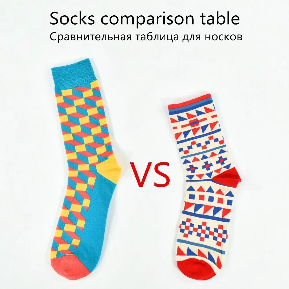 Colorful Cotton Crew Socks – Novelty Patterned Dress Wear for Men