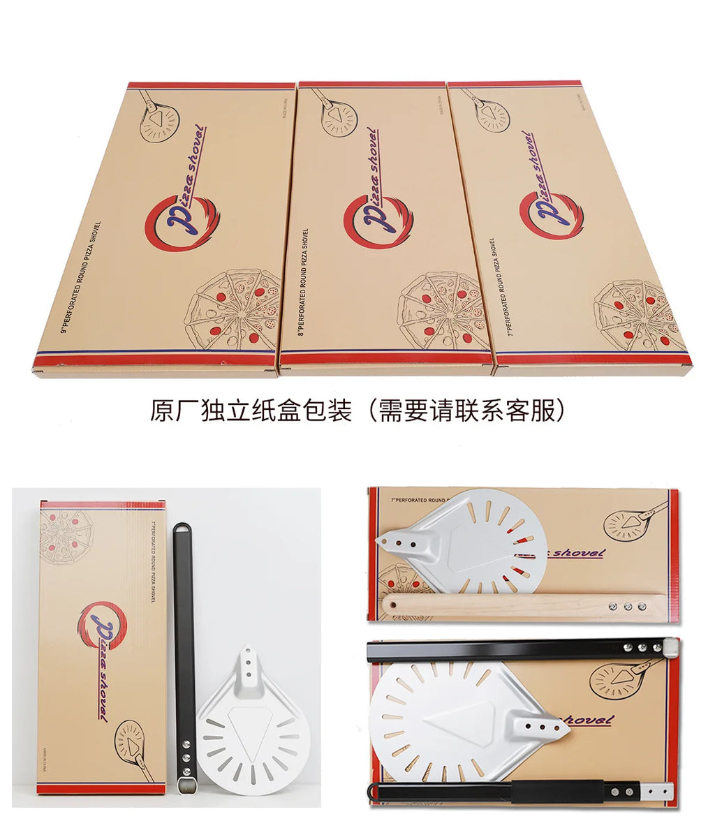 Perforated Aluminum Pizza Peel – Non-Slip Wooden Handle for Home Baking