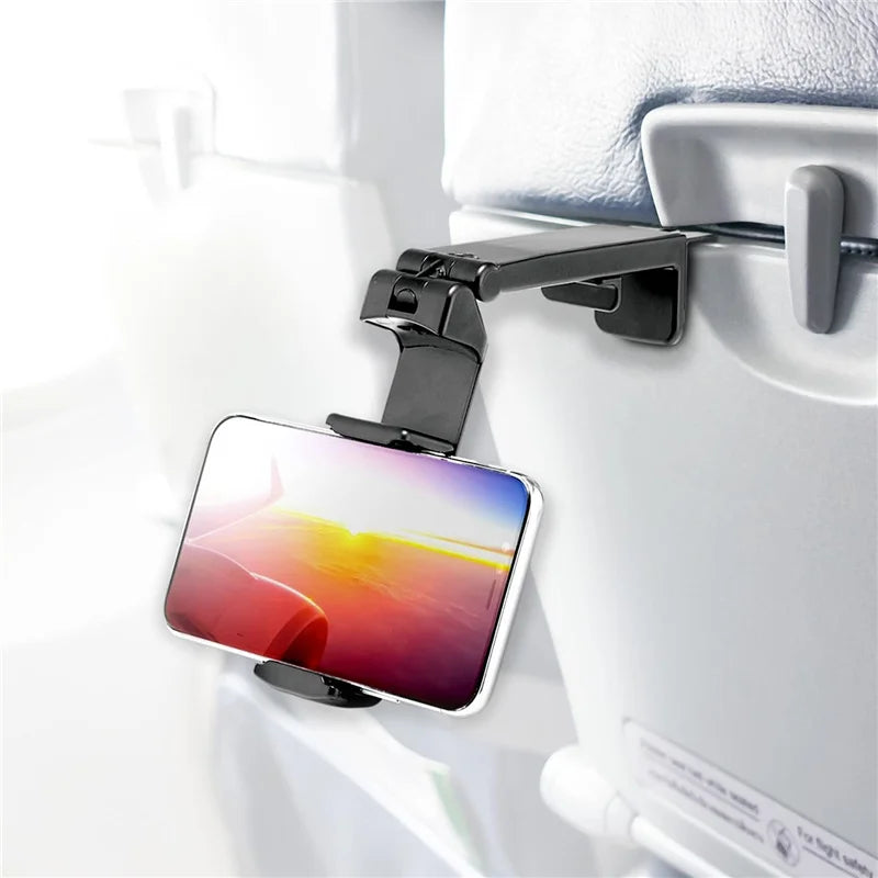 Foldable Airplane Phone Mount – Rotatable Travel Stand for Flight and Desk