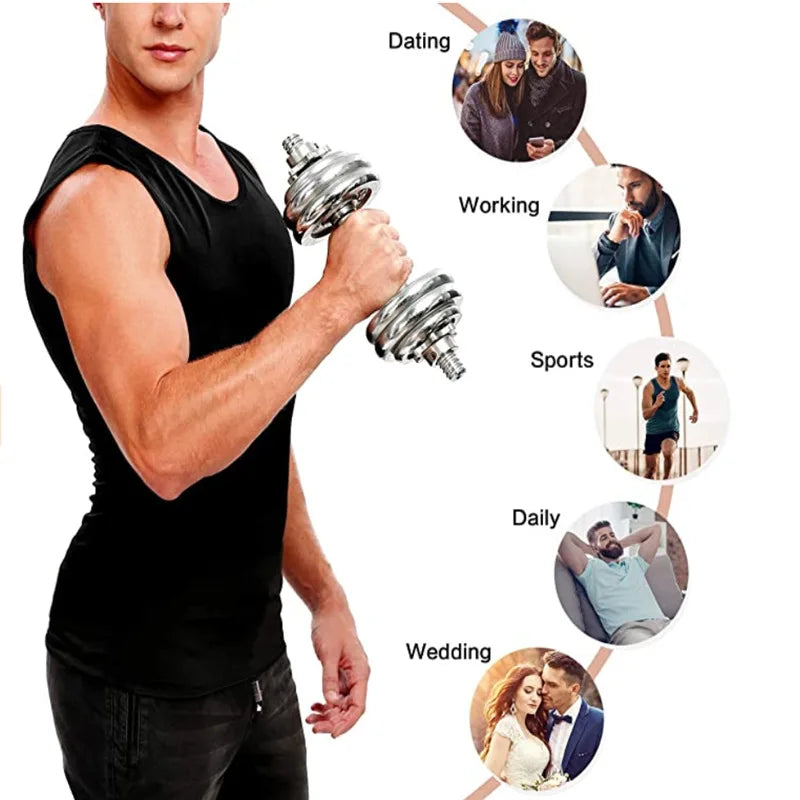 Men's Sauna Shapewear Vest – Silver Coated Compression Top for Weight Loss